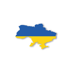 Wall Mural - Ukraine national flag in a shape of country map