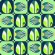 Art Deco Geometric Seamless Pattern with Easter Eggs, squares and circles, abstract Bauhaus background. Perfect background for cards, wallpaper, fabrics print, posters, wrapping, pack paper. EPS 8