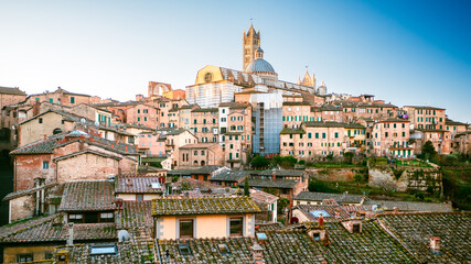 Panorama del borgo medievale di Siena, in Toscana, Italia Europa