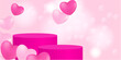 © Chatrawee - Podium mock-up banner Valentine and love concept.  Pink hearts on pink background. Design for product, branding, and packaging presentation. vector.