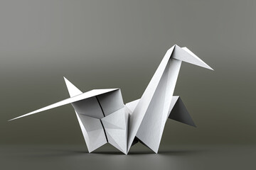 origami swan isolated on gray