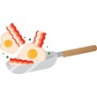 Fried eggs with bacon vector cooking icon