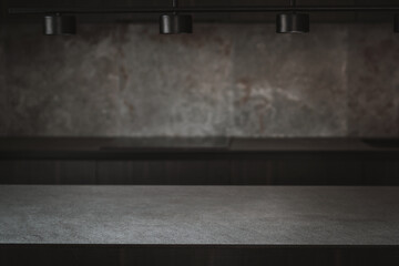 Dark grey kitchen design - detail of interior.