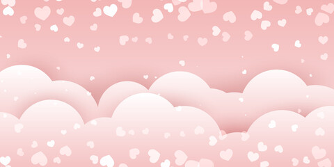 Wall Mural - Valentines day banner with clouds design