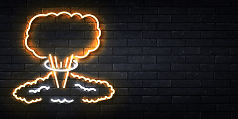 Wall Mural - vector realistic isolated neon sign of nuclear explosion logo for template decoration and layout cov