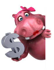 Wall Mural - Pink Hippo - 3D Illustration