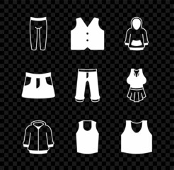 Wall Mural - Set Leggings, Waistcoat, Hoodie, Undershirt, Skirt and Pants icon. Vector