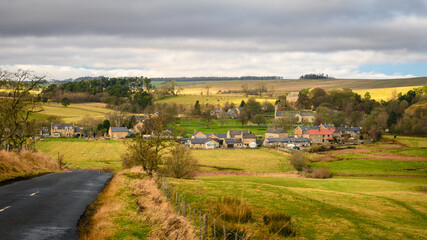 Wall Mural - Elevated View of Elsdon Village, which is on the Northumberland 250, a scenic road trip though Northumberland with many places of interest along the route