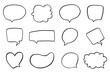 Dialog box icon, chat cartoon bubbles. Hand drawn set. Talking cloud icons. Bubble dialog doodle vector line