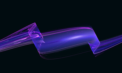 Wall Mural - Polished dynamic blue purple violet light train flattering on speed. Futuristic dynamic retro style. Long exposure concept. Pink shimmering light on black background. Conceptual decorative 3d element.
