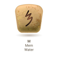 Sticker - Illustration of Runic Stone with Letter M, Mem, or Water from Phoenician Alphabet on White Background