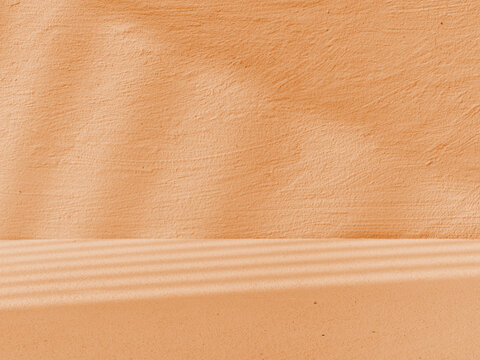 Fototapete - Orange concrete background with light from the window