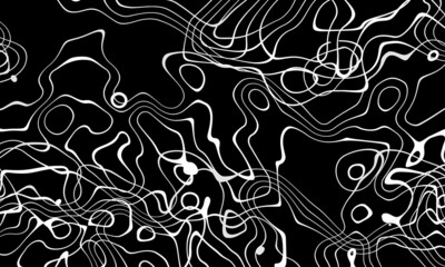 Canvas Print - Black and white curve wave line abstract background.