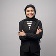 Beautiful business woman with hijab portrait on white background