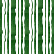 Seamless Watercolor Green Stripes Pattern. Abstract Background For Textile, Wallpaper, Wrapping Paper