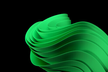Wall Mural - 3d rendering Wavy modern shapes on a black background. abstract background.Luxurious style background or wallpaper