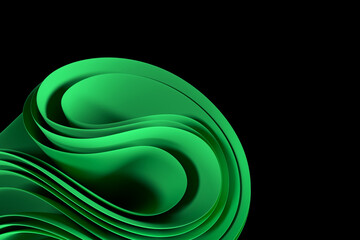 Wall Mural - 3d rendering Wavy modern shapes on a black background. abstract background.Luxurious style background or wallpaper