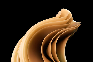 Wall Mural - 3d rendering Wavy modern shapes on a black background. abstract background.Luxurious style background or wallpaper