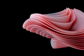Wall Mural - 3d rendering Wavy modern shapes on a black background. abstract background.Luxurious style background or wallpaper