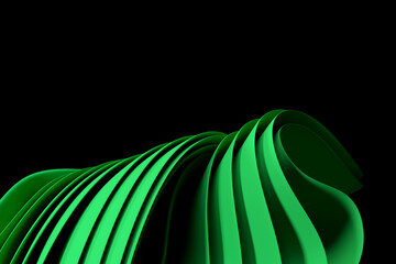 Wall Mural - 3d rendering Wavy modern shapes on a black background. abstract background.Luxurious style background or wallpaper