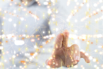 Neural network 3D illustration. Big data and cybersecurity