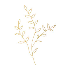 Wall Mural - golden branches with leaves- vector illustration