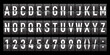 © Wise ant - Flip font with alphabet and numbers. Flip font for text and time in scoreboard of airport. Board of flight. Display panel for departure airline. Mechanical timetable. Vector