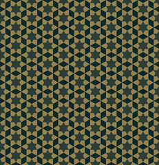 Wall Mural - Seamless zigzag abstract background pattern. Six-pointed star and hexagon shape green, yellow. Texture design for textile, tile, cover, poster, backdrop, banner, wall. Vector illustration.