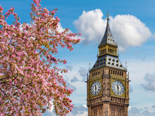Big Ben Tower In Spring, London, UK