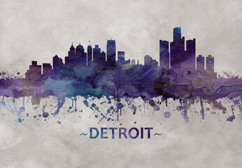 Wall Mural - Detroit Michigan skyline