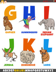 Wall Mural - alphabet set with cartoon animal characters