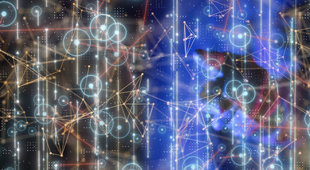 Canvas Print - neural network 3d illustration. big data and cybersecurity