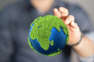 green 3d planet concept, recycle sign