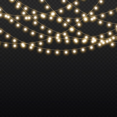 Wall Mural - led neon lights gold christmas garland decoration
