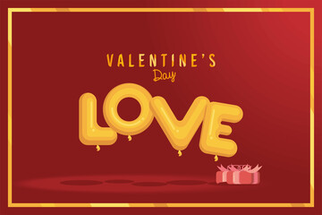 Sticker - valentines day golden lettering