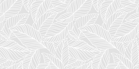 Wall Mural - Elegant seamless pattern with delicate leaves. Vector Hand drawn floral background.