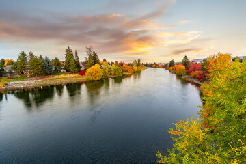 Wall Mural - View looking West from Harvard Road near the Spokane River Recreation Area in the Spokane Valley, Otis Orchards area of Spokane, Washington, USA.