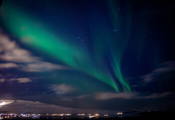 aurora over the city