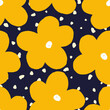 Vector yellow oversized flower pattern design. Perfect for fashion, textiles, accessories, digital paper, wallpaper, product packaging and more.