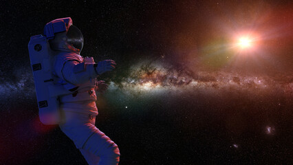 Wall Mural - astronaut in empty space background