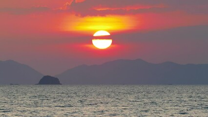 Wall Mural - beautiful landscape with sunset over sea, krabi, thailand, 4k
