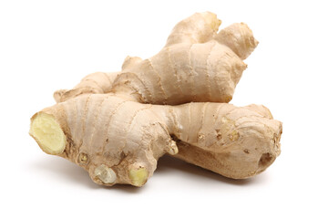 Wall Mural - fresh ginger on white background