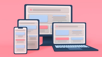 adaptive programming icons set. multi device development, software engineering. responsive web desig