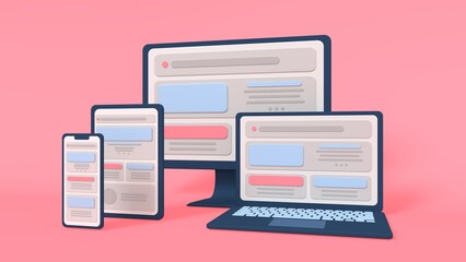 adaptive programming icons set. multi device development, software engineering. responsive web desig