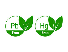 Pb Free, Hg Free Lead And Mercury-free Icon With Leaf Icon Vector Illustration 