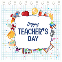 Poster - Happy Teacher's Day poster with school objects