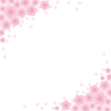 桜模様のましかくのフレーム　桜の背景素材1:1