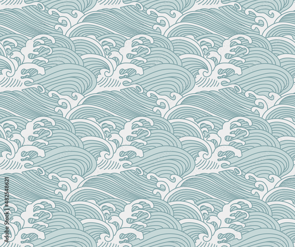 Japanese Art Great Wave Vector Seamless Pattern Stock Vector | Adobe Stock