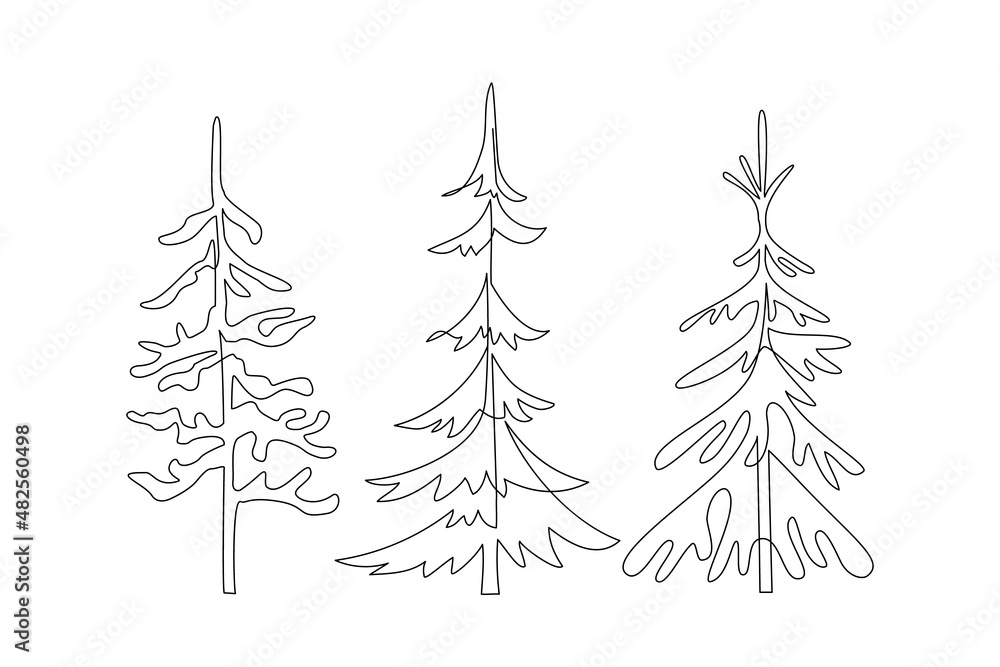 Abstract spruce tree set isolated on white background. Stock Vector ...