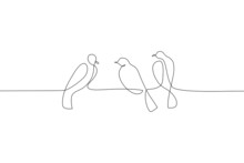 Abstract Birds On Branches Continuous One Line Drawing